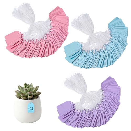 Price Tags with String Attached - 300Pcs Colored Paper Tags for Labeling