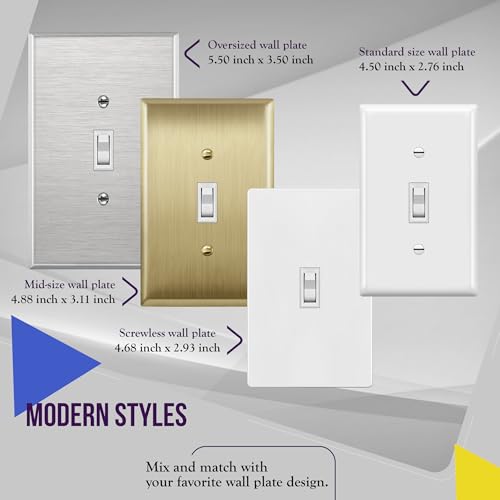 ENERLITES 5 Pack Toggle Light Switch with Wall Plate, Single Pole, White - color: White, size: Switch with Wall Plate