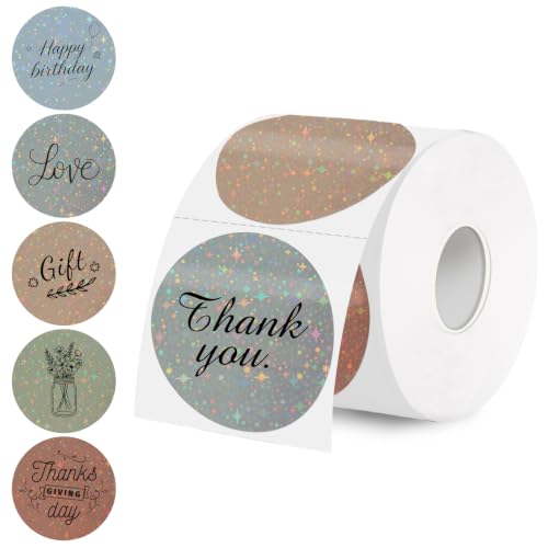 2''Holographic Thermal Label,Round Self-Adhesive Direct Thermal Label,for DIY Logo Design,Name Tag (300/Roll Beige Gradient) - color: Beige Gradient Starry Sky, size: 2 inches