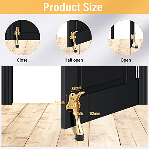 Chumia Heavy Duty Kick Down Door Stopper Metal Doorstop, Gold, 12 Pcs - color: Gold