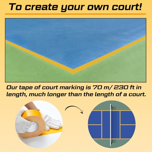Amylove 230 ft Outdoor Court Tape, 2 in Adhesive for Basketball, Yellow, PE - color: Yellow