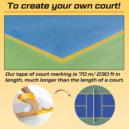 Amylove 230 ft Outdoor Court Tape, 2 in Adhesive for Basketball, Yellow, PE - color: Yellow