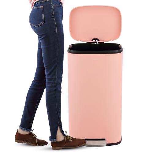 happimess Connor 2-Piece Iron Trash Can, Flamingo Pink - color: Flamingo Pink