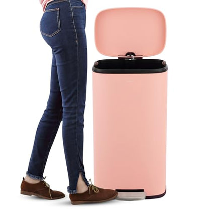 happimess Connor 2-Piece Iron Trash Can, Flamingo Pink - color: Flamingo Pink
