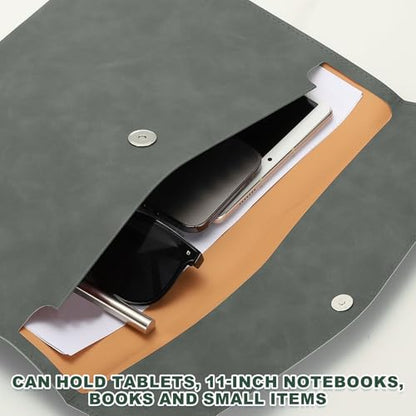 PATIKIL PU Leather A4 File Folder Document Holder Filing Organizer - color: Gray