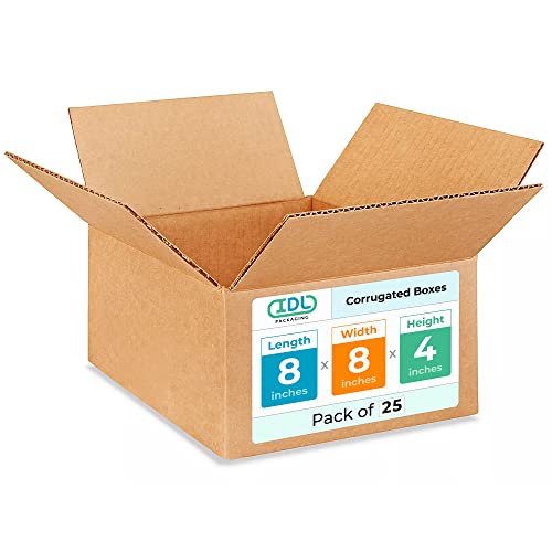 Small Moving & Shipping Boxes 8"L x 8"W x 4"H (25-Pack) - Extra Strength 200 lb vs Regular - Corrugated Cardboard Boxes for USPS/UPS/FEDEX - Strong Packing Box - Shipping Box by IDL Packaging - size: 8 * 8 * 4" (Small Boxes)