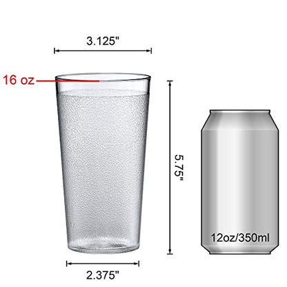 Amazing Abby - Cafely - 16-Ounce Plastic Tumblers (Set of 8), Plastic Drinking Glasses, Restaurant-Style Tumblers, Commercial-Grade Cups, Stackable, BPA-Free, Shatter-Proof, Dishwasher-Safe, Clear - style: All-Clear, 16 oz
