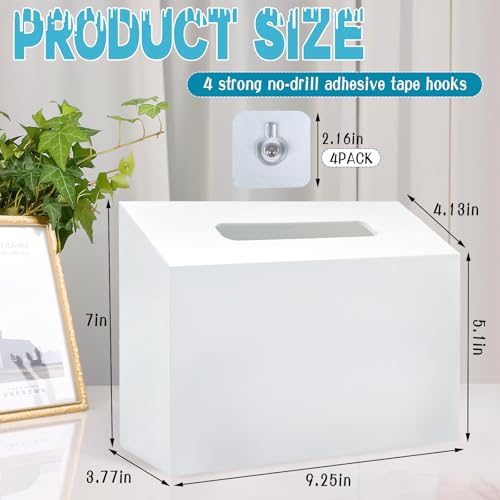 Acrylic Hand Towel Box Cover Holder for Kleenex, Disposable Paper Hand Towels Holder, Bottom Pull-Out & Wall-Mounted, Paper Towel Dispenser Suitable for Home, Office, Bathroom (Glossy White) - color: White