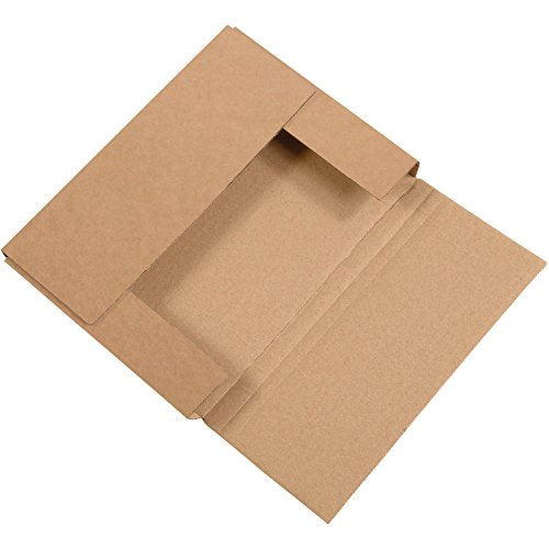 Boxes Fast BFM1181K Corrugated Cardboard Easy-Fold Mailers, 11 1/8 x 8 5/8 x 1 Inches, Fold Over Mailers, Adjustable Die-Cut Shipping Boxes, Multi-Depth, Large Kraft Mailing Boxes (Pack of 50)