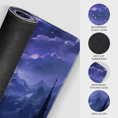 Fantasy Castle Night Large Gaming Mouse Pad Desk Mat 31.5"x15.7" - color: Fantasy Castle