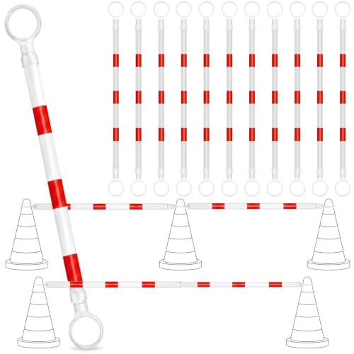 Huwena 12 Pcs Retractable Safety Traffic Cone Bar Length from 4 to 7.2ft