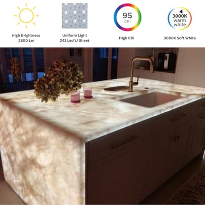 Countertop Backlighting Sheet, 28W 3000K, 19X9.5 inch, 4 Pack