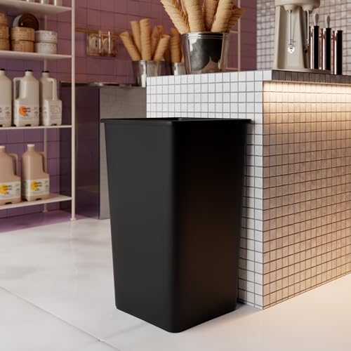 50 Gallon Black Square Commercial Trash Garbage Can | Outdoor Office Restaurant School Kitchen - color: Black, size: 50 Gallon, style: Trash Can