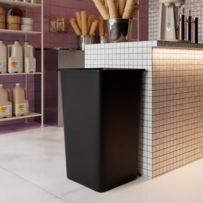 50 Gallon Black Square Commercial Trash Garbage Can | Outdoor Office Restaurant School Kitchen - color: Black, size: 50 Gallon, style: Trash Can