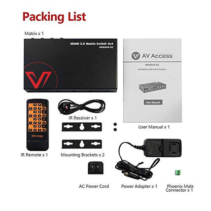 AV Access HDMI Matrix Splitter Switch 4x4 4K@60Hz Dobly Vision (4KMX44-H2)