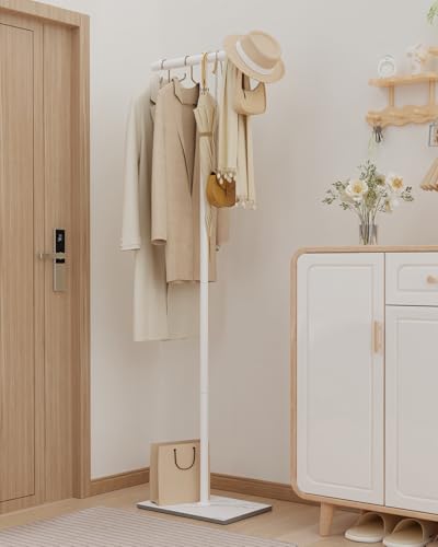 OUTBROS Freestanding Coat Rack, 68.9" High Small Clothes Rack, White - color: White