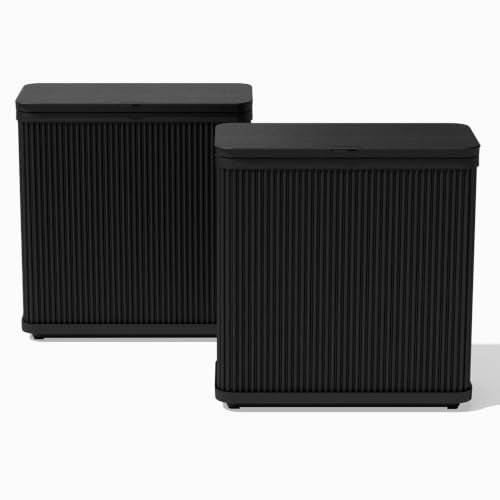 Veradek Tambour Waste Bin - Outdoor Trash Can with Dual Bag System - color: Black, size: 25" L x 11.75" W x 26.5" H - 2 Pack