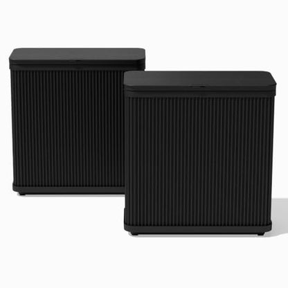Veradek Tambour Waste Bin - Outdoor Trash Can with Dual Bag System - color: Black, size: 25" L x 11.75" W x 26.5" H - 2 Pack