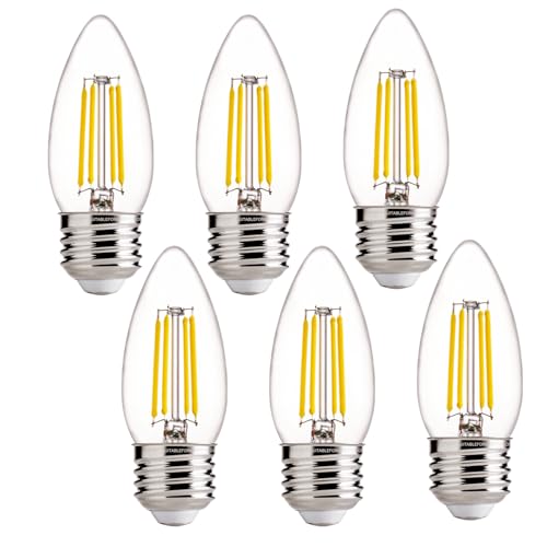 FLSNT 60W Equivalent LED Chandelier Light Bulbs, Dimmable LED B11 E26 Candelabra Base Bulbs, 3500K Natural White, 550LM, 6 Pack UL,CA65 Listed. - color: 60w Natural White, size: 6 Count (Pack of 1)