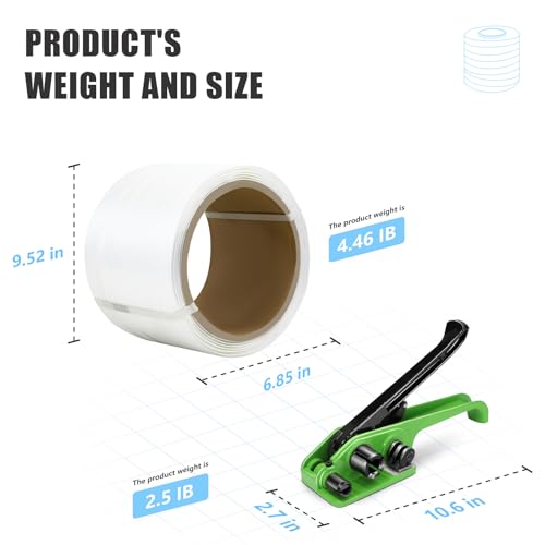 Heavy Duty Banding Strapping kit Contain 3/4"x 330' Composite Cord Packaging Straps & 100 Metal Wire Buckles 50 Plastic Edge Protectors Tensioner with Cutter Tool Glove - size: Composite Cord kit