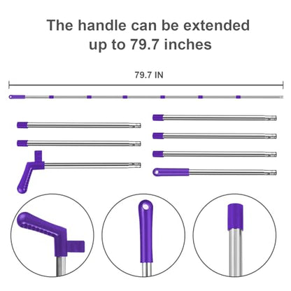 Purple Broom and Dustpan Combo Set, 51" Long Handle Broom - color: Purple