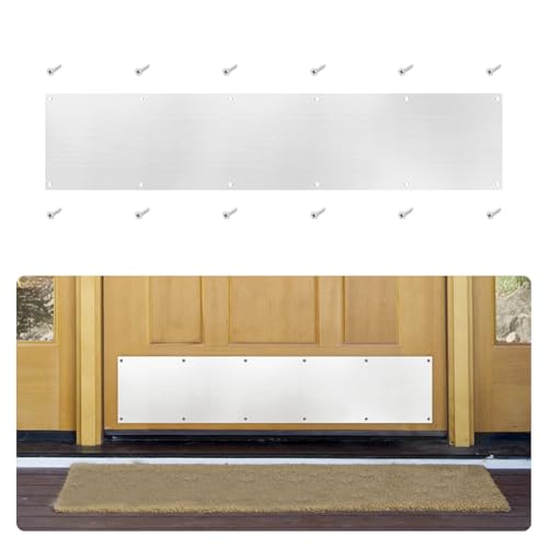 Nuk3y Stainless Steel Door Kick Plate (Brushed Stainless Steel, 6" x 30") - color: Brushed Stainless Steel, size: 6" x 30"