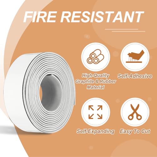Smoke Fire Seal Strip 9.8Ft 40mm/1.57" Wx 2mm/0.08" T White - color: White, size: 9.8FT x 40mm / 1.57" W x 2mm / 0.08" T