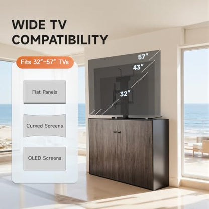 CO-Z Motorized TV Lift for 32" to 57" TVs up to 165 lb, 400x400 VESA, Height Adjustable Mechanism Stand & Wall Mount with Remote Control and Memory Setting, Automatic TV Lift for Home - style: Upgraded 32" to 57"