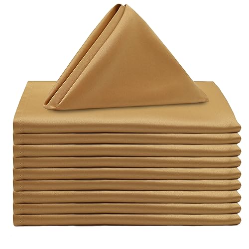 Your Chair Covers - 10 Pack 20-Inch Gold L'Amour Satin Napkins – Oversized, Double-Folded, and Hemmed Table Napkins for Weddings, Restaurants, and Special Events - color: Gold