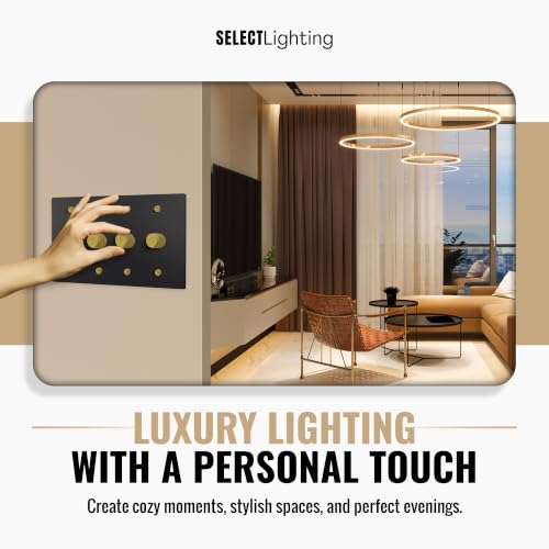 SELECT 4 Gang Solid Brass Rotary Dimmer Switch, 3-Way & 1-Way Compatible - color: Black with Brass, size: 4 Gang, style: 1/3-Way Dimmer