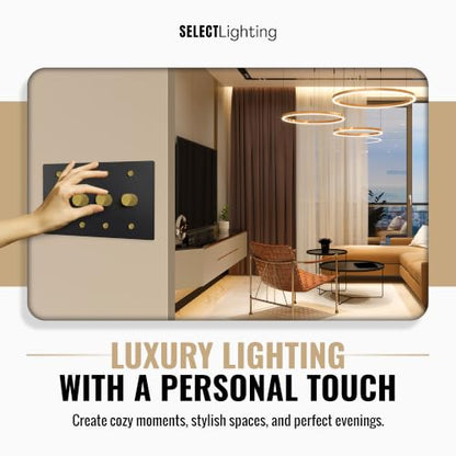 SELECT 4 Gang Solid Brass Rotary Dimmer Switch, 3-Way & 1-Way Compatible - color: Black with Brass, size: 4 Gang, style: 1/3-Way Dimmer