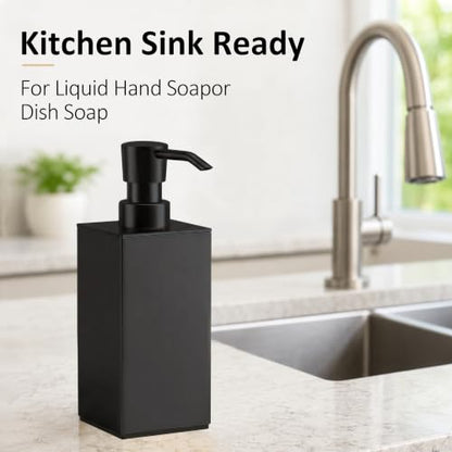 BGL Black Soap Dispenser for Kitchen & Bathroom, Modern Square Liquid Hand Soap Pump, Rustproof Matte Black Lotion Dispenser with Non-Slip Bottom, Fingerprint Resistant - color: Black-countertop
