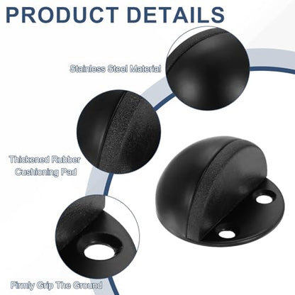 uxcell 4Pack Low Dome Floor Door Stop 45mm Dia. Stainless Steel, Black - color: Black