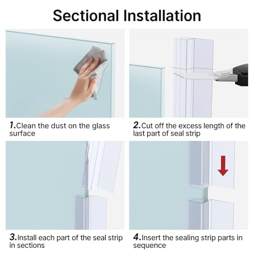 AmazerBath 5-Pack 15.75" Shower Door Side Seal Strip for 3/8"(10mm) Glass - 5 Section Segmented Shower Installation Kit Frameless Glass Door Seal Strip - style: Side Seal 3/8