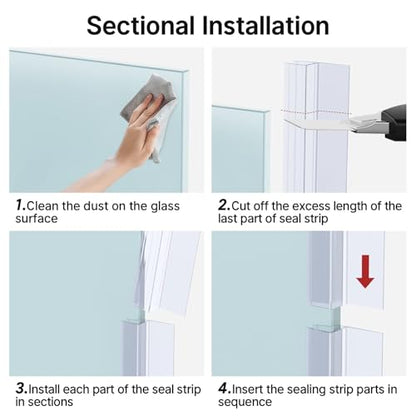 AmazerBath 5-Pack 15.75" Shower Door Side Seal Strip for 3/8"(10mm) Glass - 5 Section Segmented Shower Installation Kit Frameless Glass Door Seal Strip - style: Side Seal 3/8