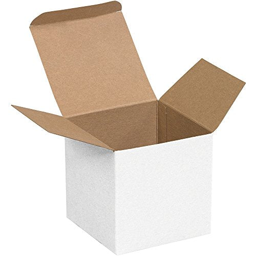Aviditi White Folding Gift Boxes, 3" x 3" x 3", Pack of 250, Easy to Assemble Reverse Tuck Carton, for Small Gifts or Parts - color: White