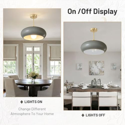 15.7″‌ Large Ceiling Lamp Gold Brass 1Light Classic Gray Glass Shade - color: 15.7″-Gray