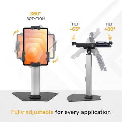 Mount-It! Universal Tablet POS Stand with Key Lock, Bolt-Down Base, Silver - size: Counter - Wide Base