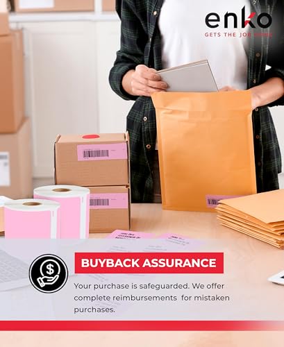 enKo 30256 6 Rolls | 1800 Pink Direct Thermal Labels (2-5/16 x 4 in) - color: Pink