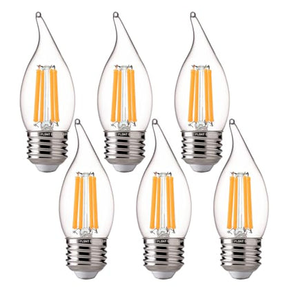 FLSNT 2700K Soft White LED Chandelier Edison Bulbs, 100W Equivalent, Dimmable CA11 E26 Base LED Candelabra Bulbs, 800LM, 6 Pack. - color: 100w Soft White, size: 6 Count (Pack of 1)