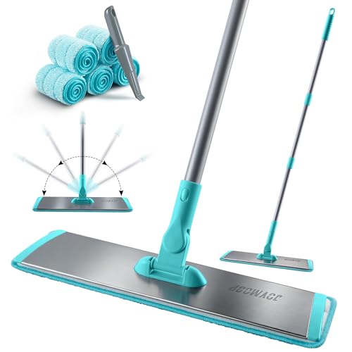 JOYMOOP 18 Inch Dust Mop for Hardwood Floors, Heavy Duty Industrial Wet Dry Mops with Telescopic Handle, Includes 5 Microfiber Mop Pads - Blue-Grey - color: E