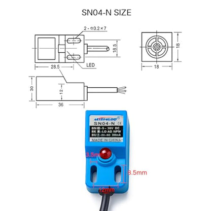 Gebildet Inductive Proximity Sensor SN04-N NPN NO Normally Open Detection Approach Switch with SN Bracket (Blue, 2 Pack) - color: Blue-E1649