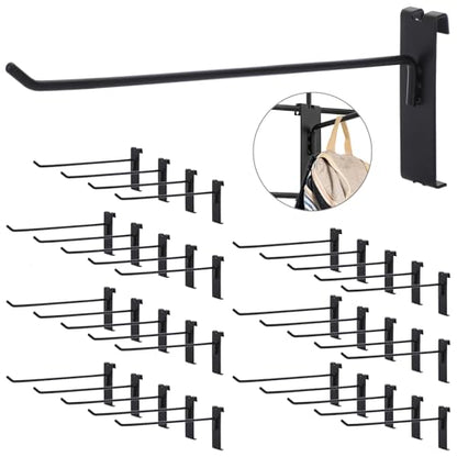 Sumnacon Grid Wall Hooks-35 Pcs Notch Display Hooks for Grid Wall Panel,8 Inch Sturdy Metal Display Hangers for Home Shop Retail Store Workspace Craft Show,Black - size: 8 Inch
