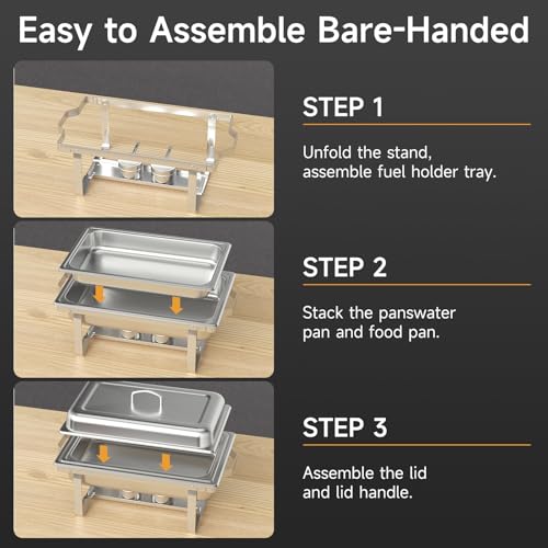 Chafing Dishes for Buffet 4 Pack, 9QT Chafing Dish High Grade Stainless Steel Chafer Complete Set,Steel Handle, Catering Events Complete Buffet Warmer Set (Silver, 4) - color: Silver, size: 4