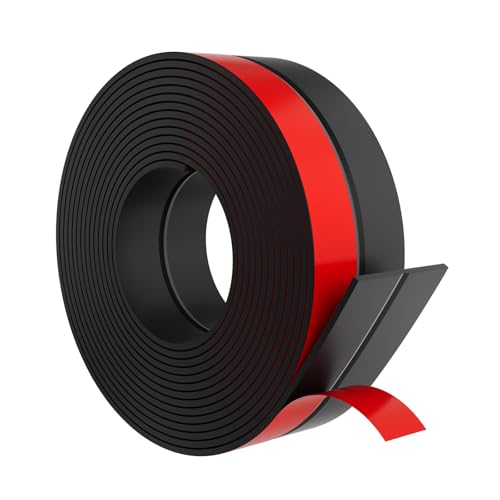 Elvone Weather Stripping Door Seal, 20ft Adhesive Silicone Strip, Black - color: Black, size: 20 ft x 1 in