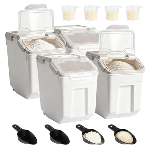 Saim 4Pack 50lb Flour & Rice Storage Container with Wheels (Gray) - color: 4Pack 50lbs Grey