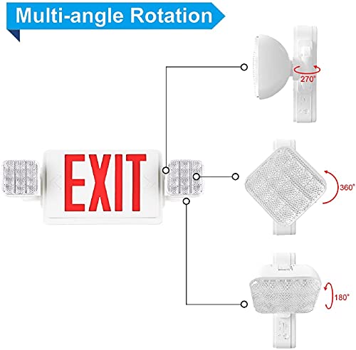 12 Packs LED Exit Sign with Emergency Lights and Back Up Batteries-UL Standard Red Emergency Exit Sign Lighting,Emergency Lights for Business. - size: 12 PACK