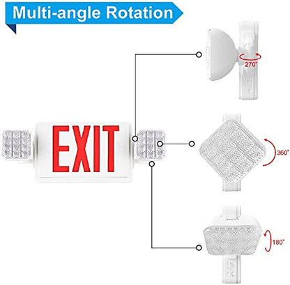 12 Packs LED Exit Sign with Emergency Lights and Back Up Batteries-UL Standard Red Emergency Exit Sign Lighting,Emergency Lights for Business. - size: 12 PACK