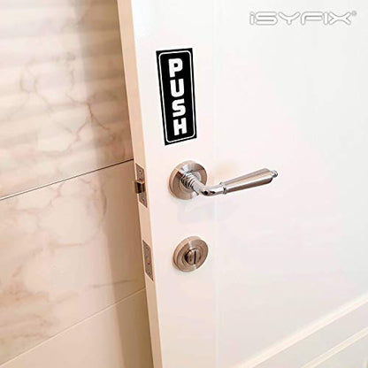 iSYFIX Push Pull Stickers Sign, 2x5 inch, Black/White, 2 Sets - color: Black / White, size: Vertical 2x5