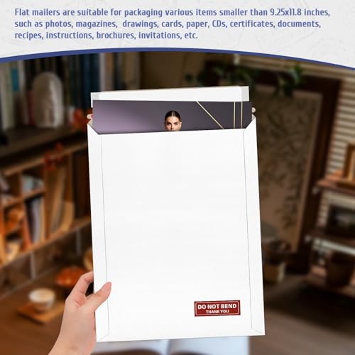 20 Pack 9x11.5 inch Rigid Mailers, Self Seal Photo Mailers Protective Flat Cardboard Envelopes White Blank Shipping Envelopes for Photos, Document, Invitation, Invitations, Magazines, Comics - color: White, size: 9x11.5 Inch